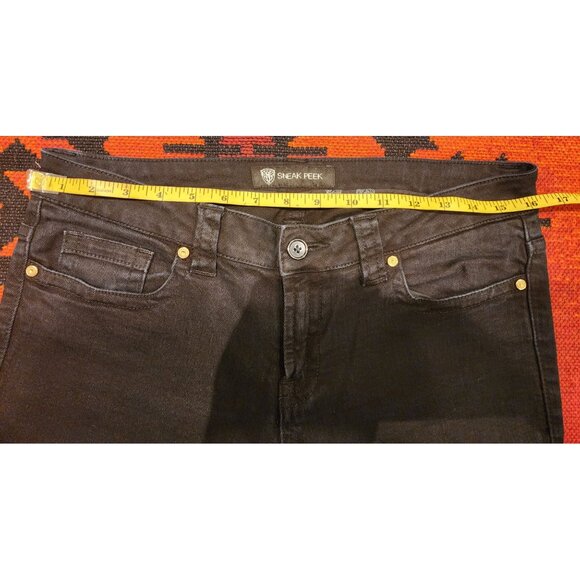 Sneak Peek Women's Black Flared Jeans Size 15/16 Mid-Rise Stretch Denim With Poc - Picture 3 of 13